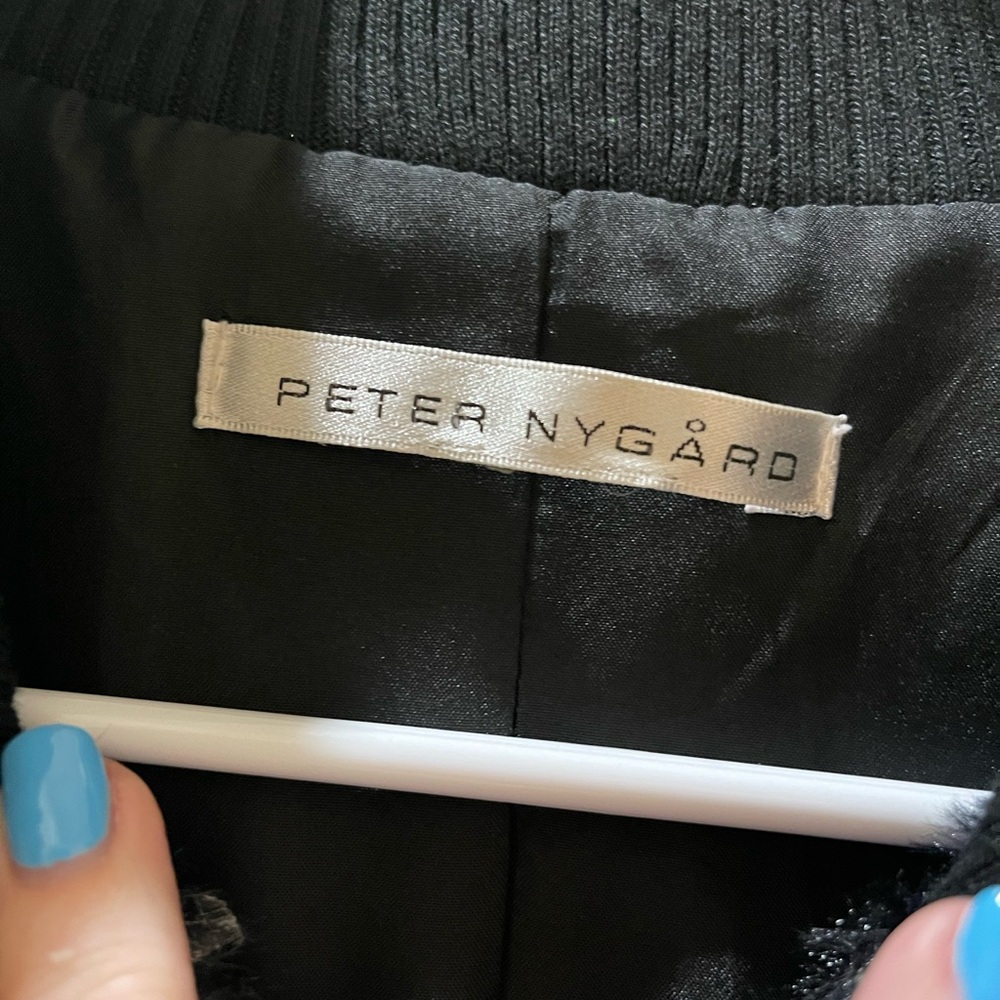 Peter Nygard Vintage Black Bomber Jacket with Shimmering Finish Size L/XL - Picture 7 of 8